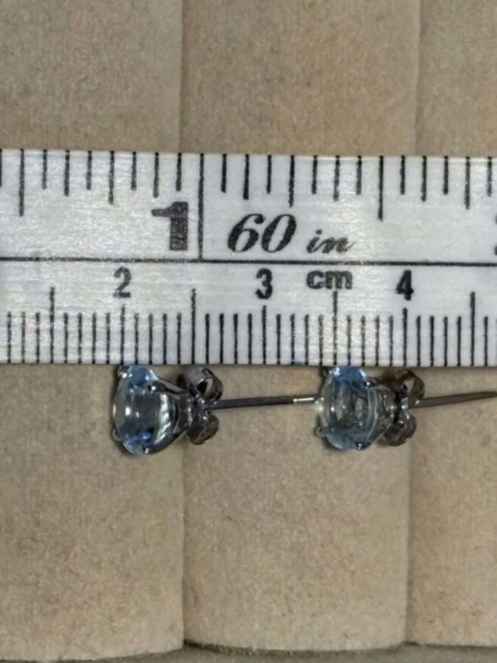 Genuine Aquamarine 14KT White Gold Stud Earrings